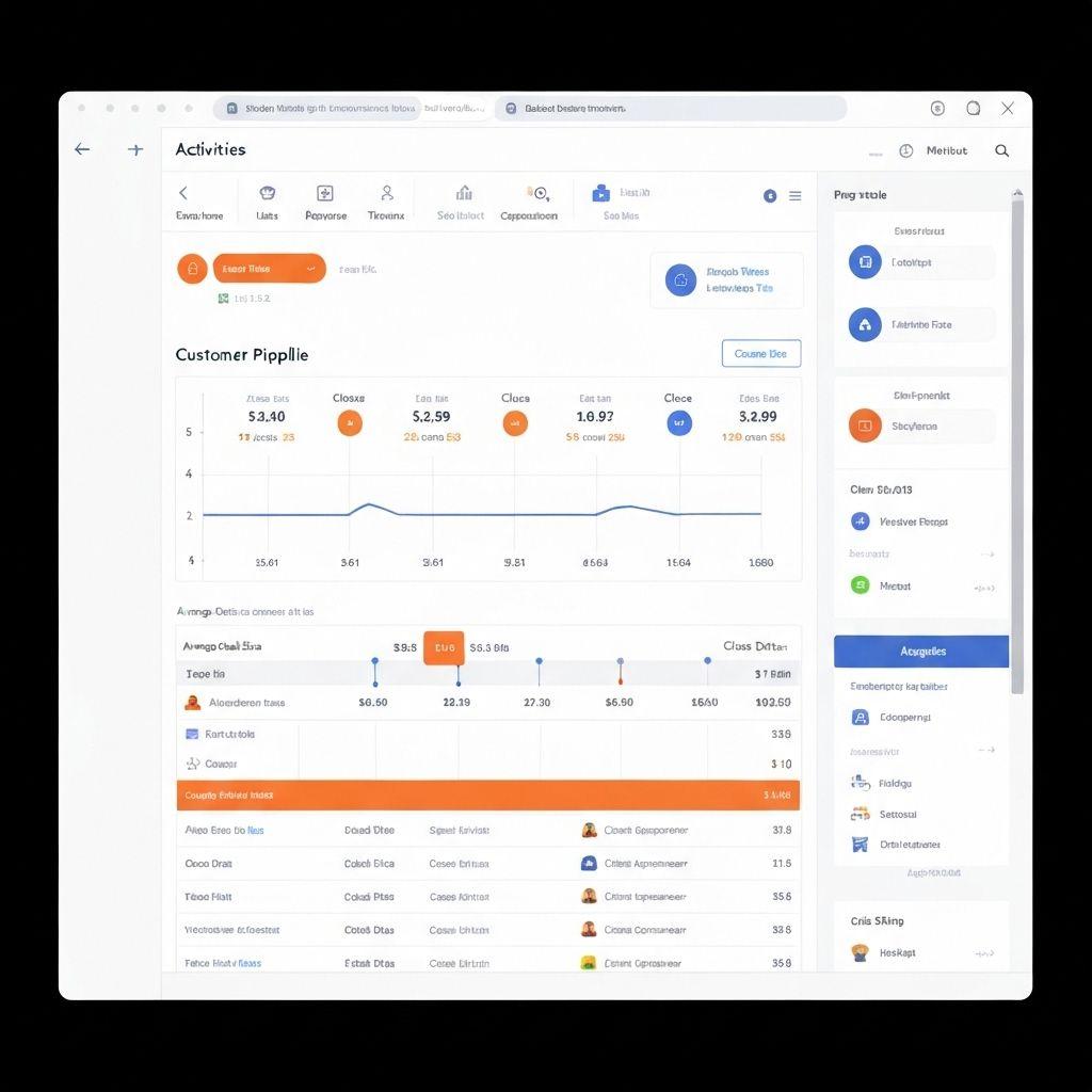 CRM module interface showing leads, customers, and opportunities with integrated activities & notes.